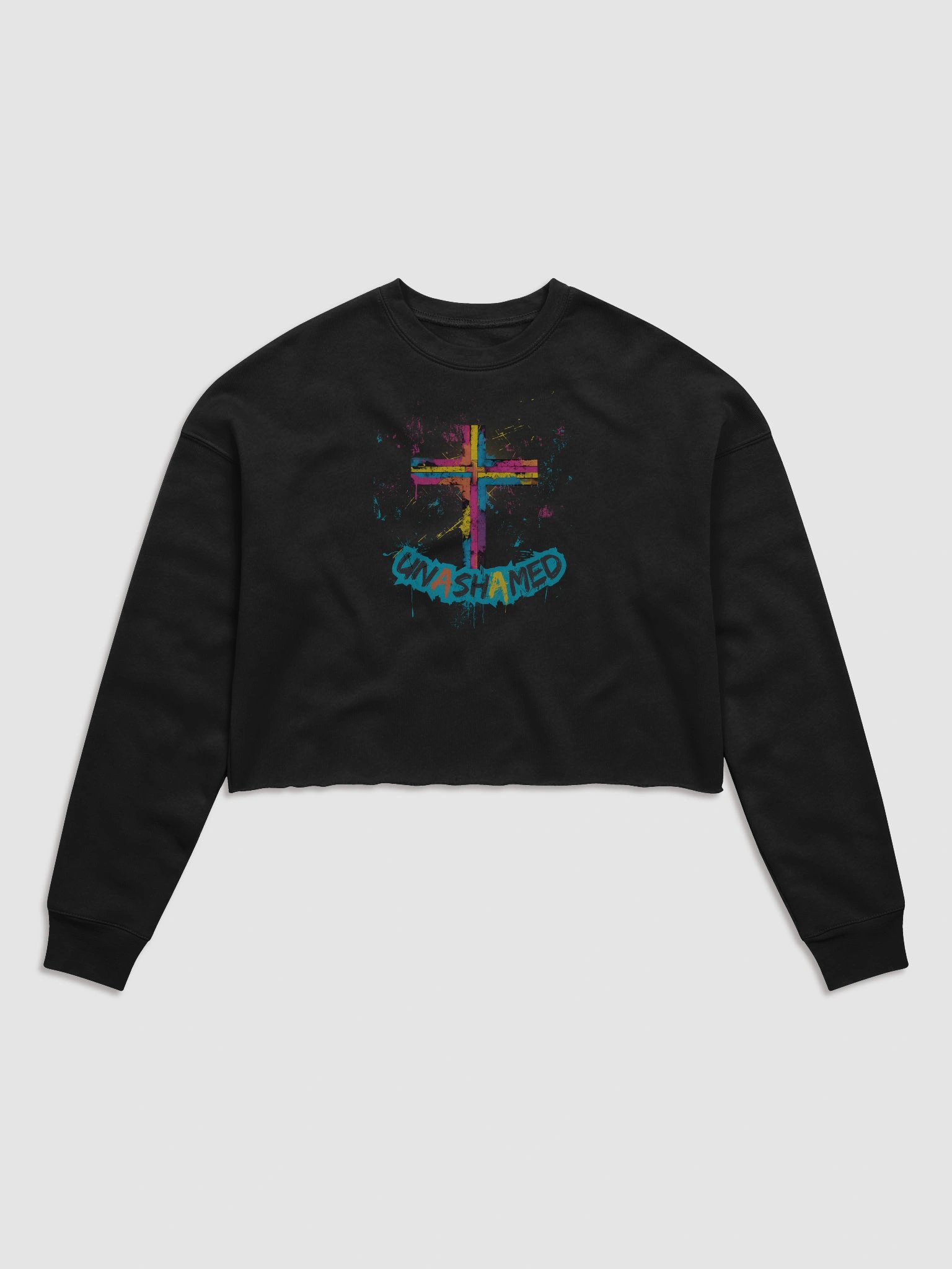 Unashamed Ro 1:16 Cross Women's Crop Top - Bella + Canvas Sweatshirt fit product image (1)