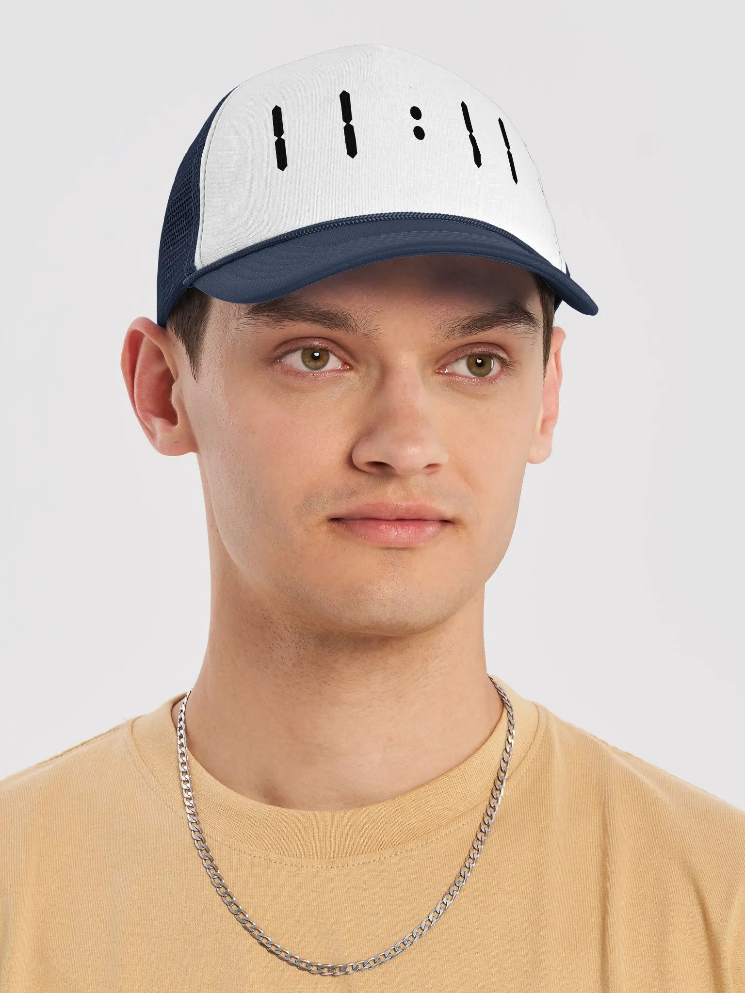 11:11 Foam Fusion Trucker Cap Black Font product image (5)