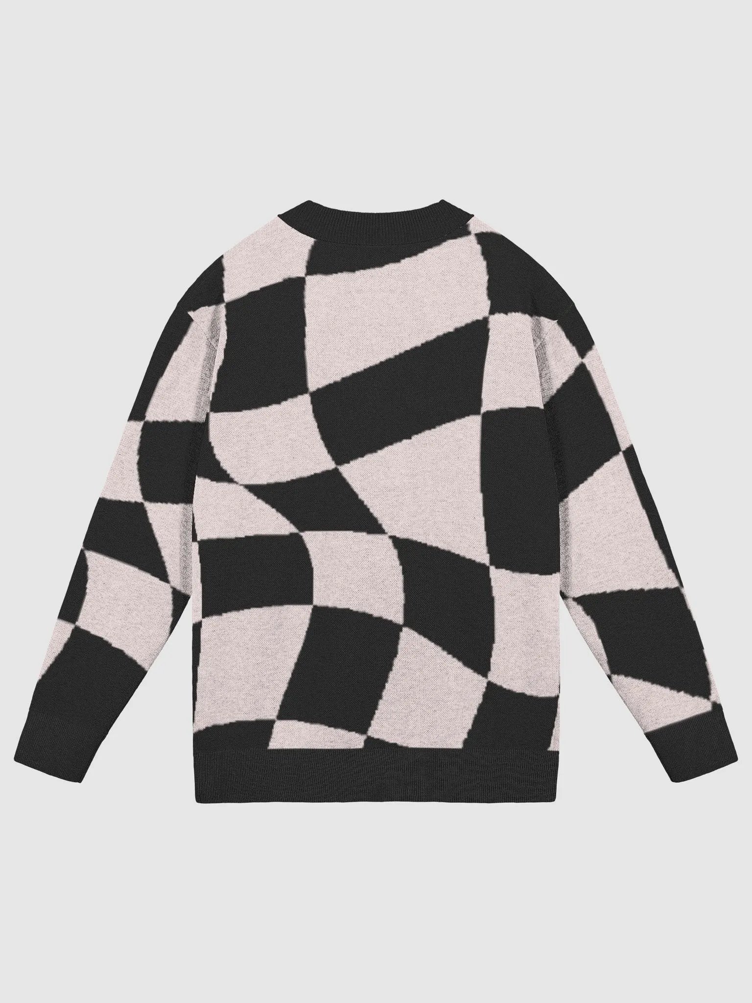 Distorted Check Pink Black Cardigan Sweater product image (10)