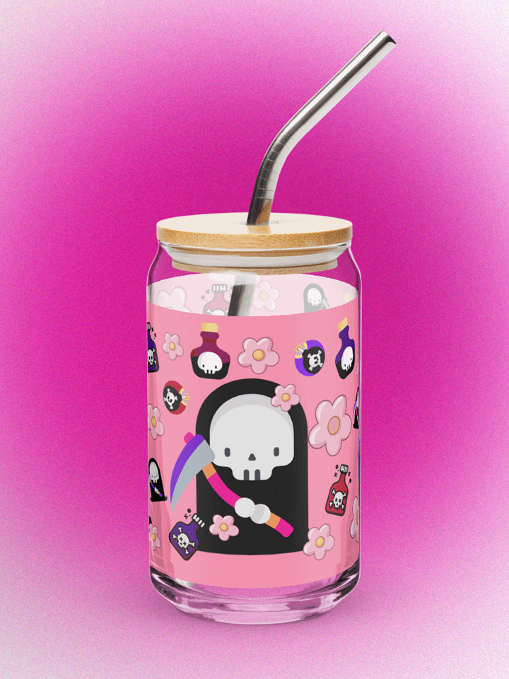 Pink Grim Reaper Glass Tumbler product image (1)