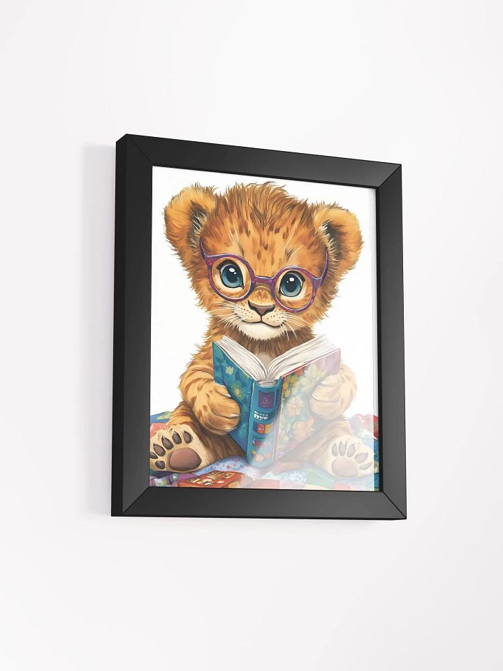 Whimsical Lion Cub Reading Poster product image (11)