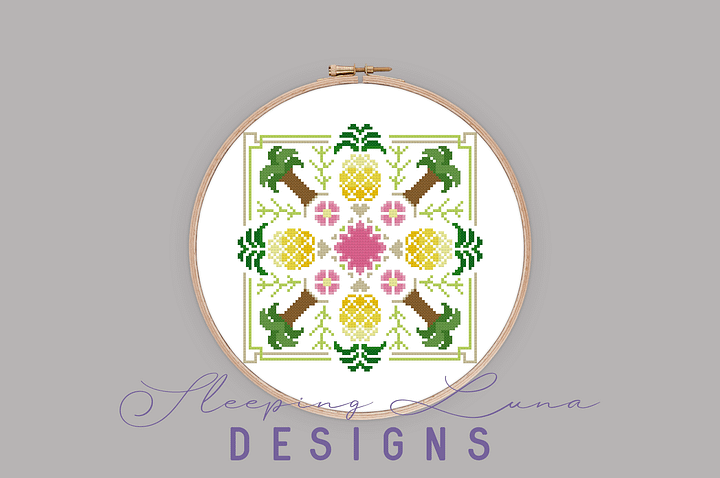 Tropical Pineapples - Digital Cross Stitch Pattern product image (1)