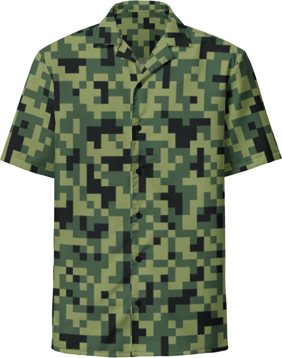 Military Green Camouflage Pixels Camo Pattern Hawaiian Shirt product image (3)