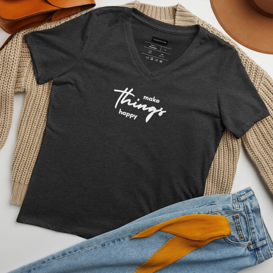 'Make Things Happy' Women's V-Neck Tee product image (6)