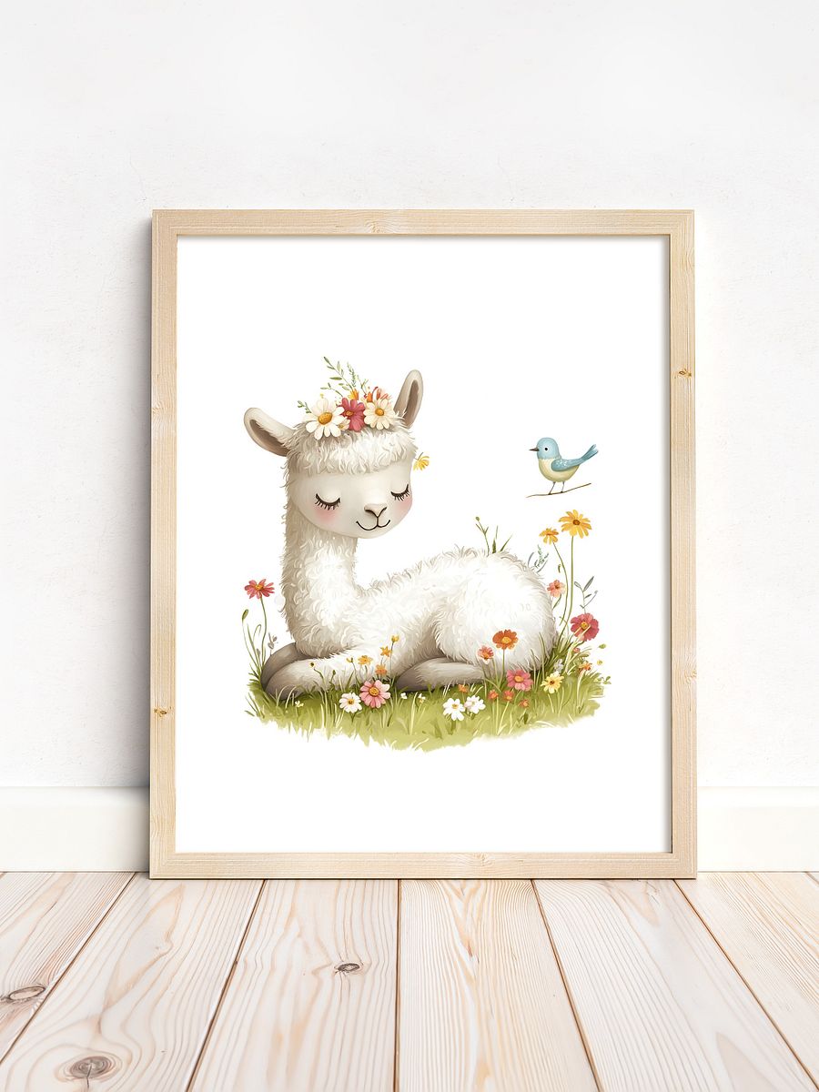 Sleeping Llama Farmhouse Nursery Print product image (1)