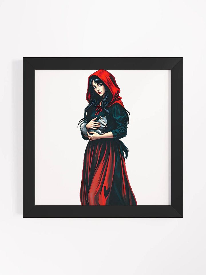 Enchanted Red Hood Framed Matte print- a girl and her short tailed squirrel product image (5)