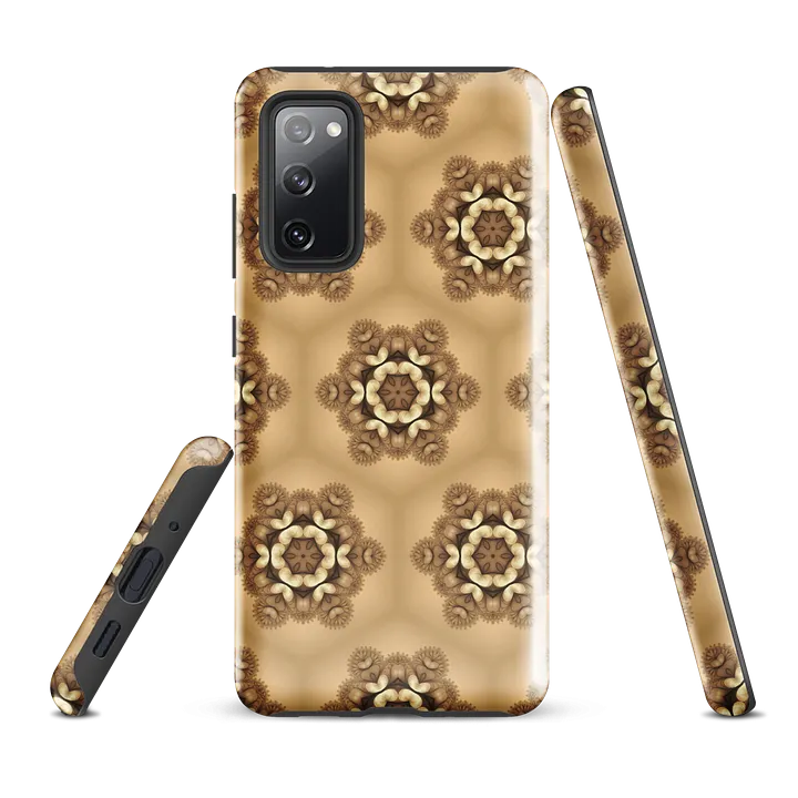 Tough Phone Case for Samsung® - Brown and Beige Geometric Honeycomb Floral Pattern product image (1)