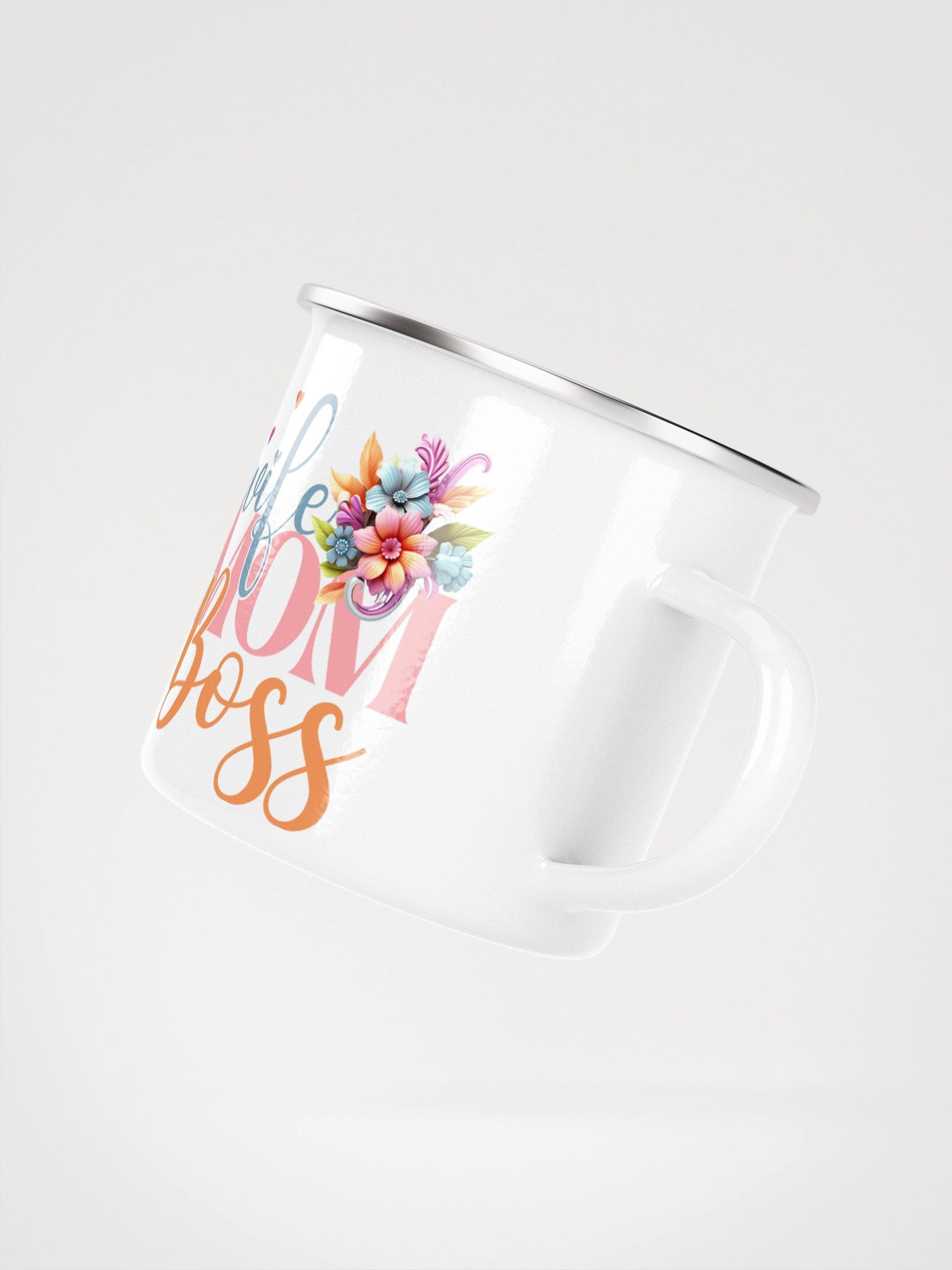 Wife Mom Boss Floral Enamel Mug product image (3)
