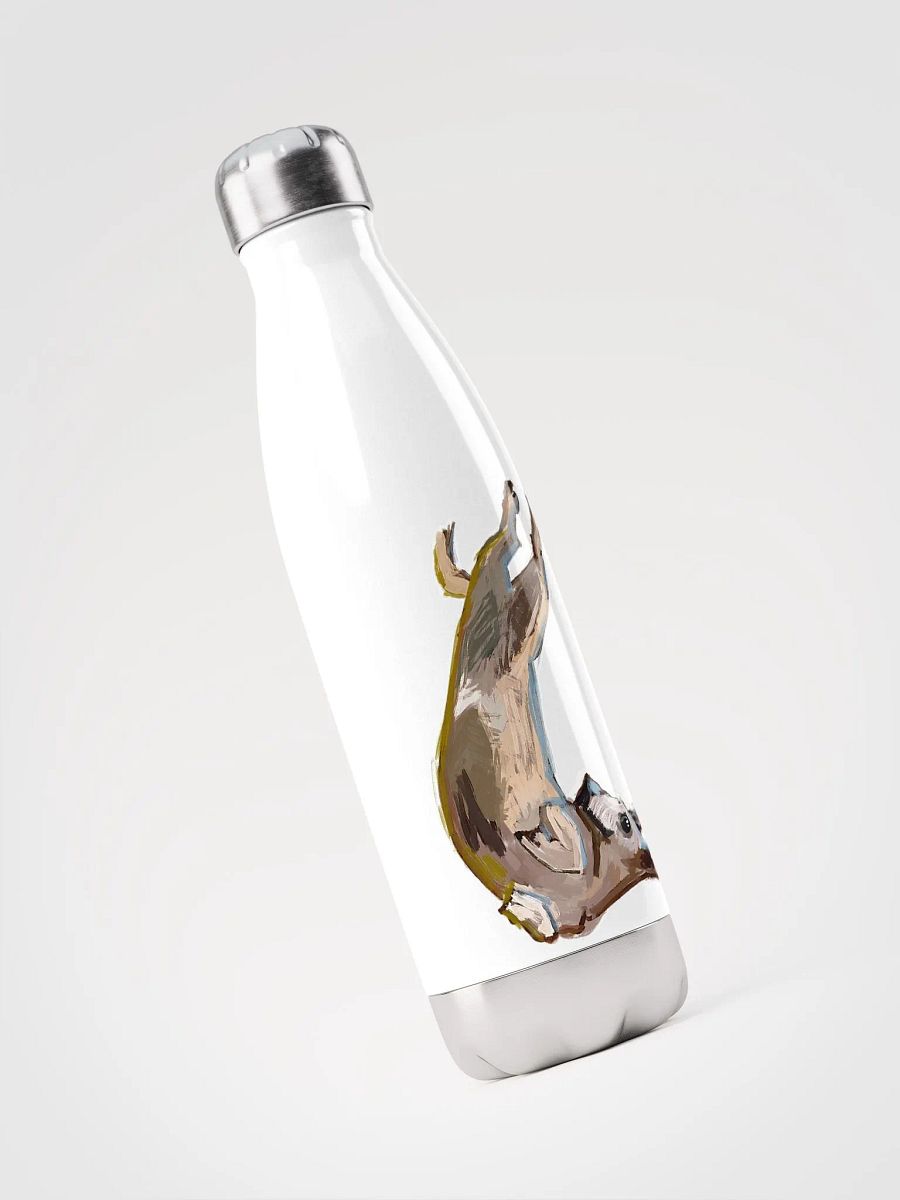 Upside Down Pup - White Stainless Steel Water Bottle product image (3)
