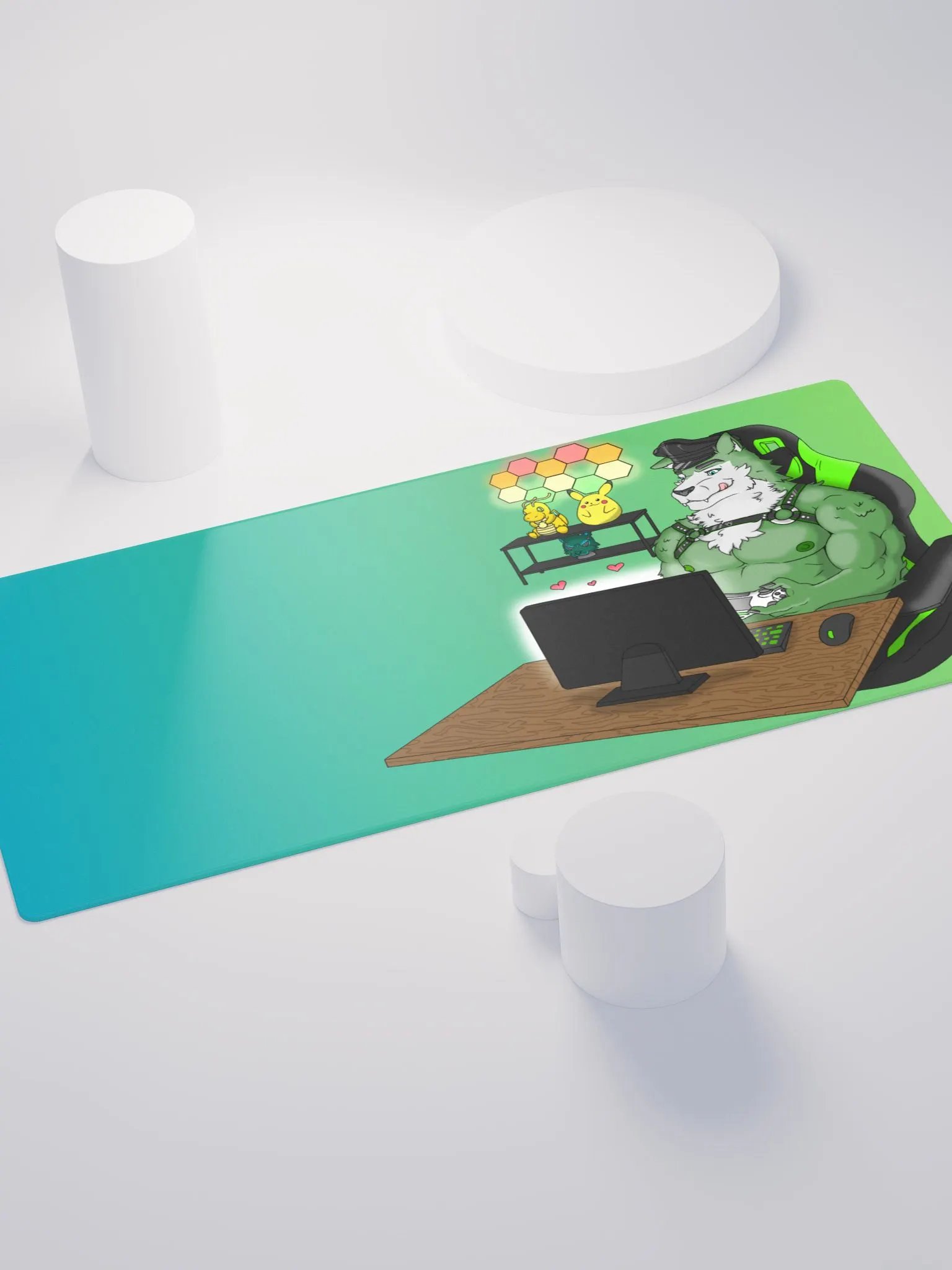 Cozy Wolf Dad Gaming Mouse Pad (Green / Right) product image (4)