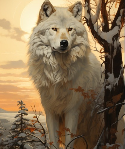 Peaceful white wolf in winter - get him for your phone! 30 High-quality wallpapers are now on sale!  Link in bio!