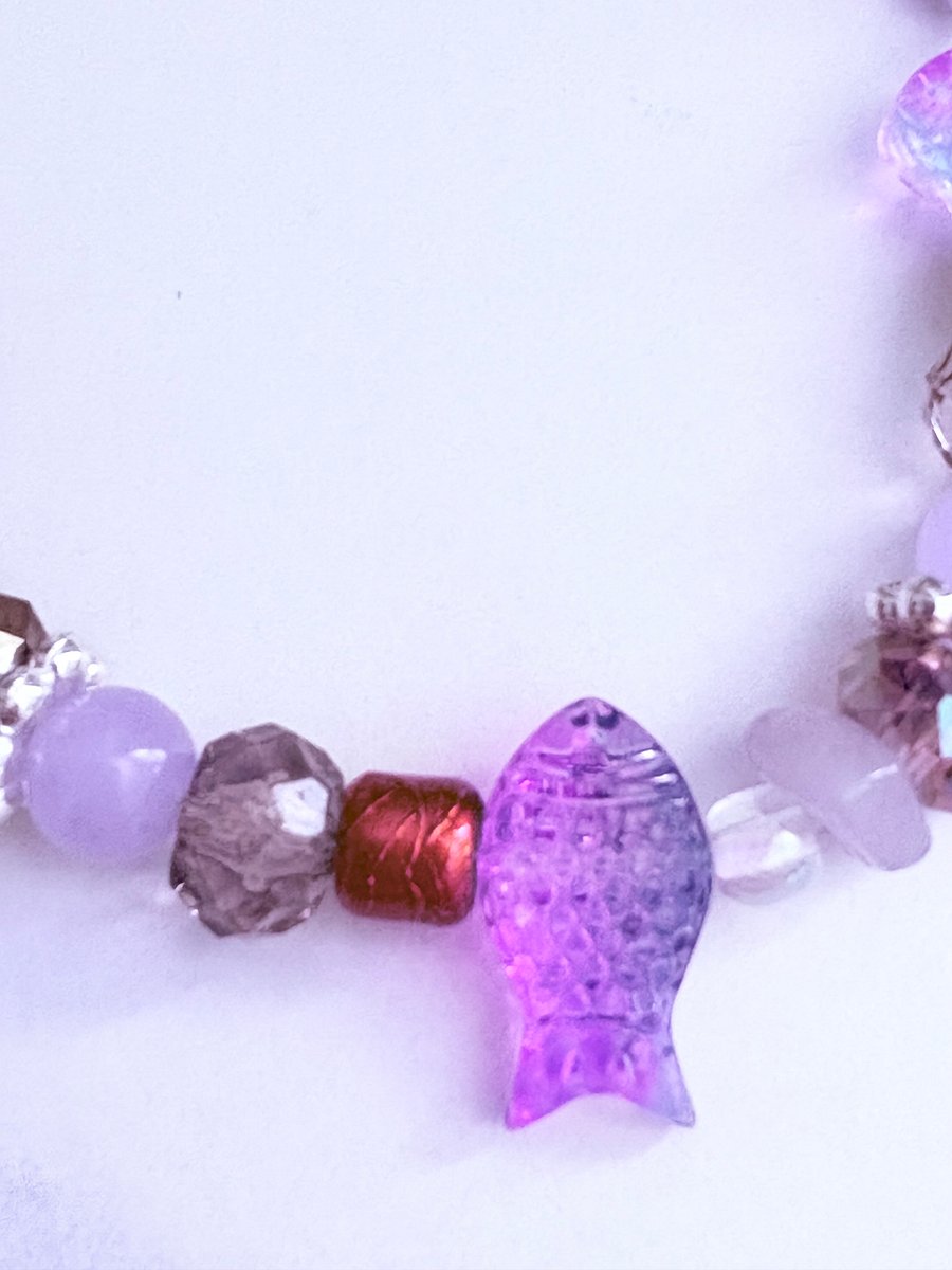 Handmade 7.5" Glass Fish Bead Bracelet | Coastal Charm Jewelry by Monique Faella Designs™ | MFD-00062 product image (2)