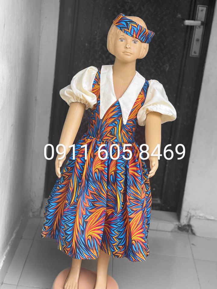 Rolled up Collar kids stylish gown product image (1)