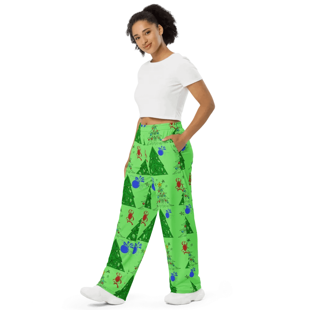 Christmas Trees on Green Wideleg Pants product image (4)
