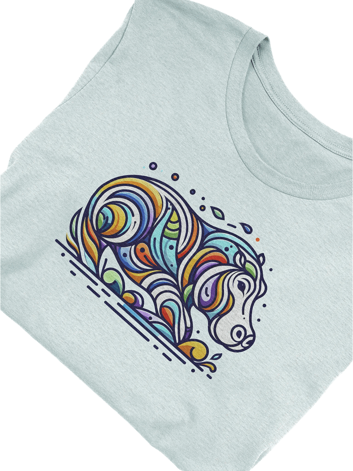 Hippo Splash T-Shirt, Colorful Wildlife Design, Animal Lover Gift, Vibrant Abstract Hippo Art T-shirt product image (2)