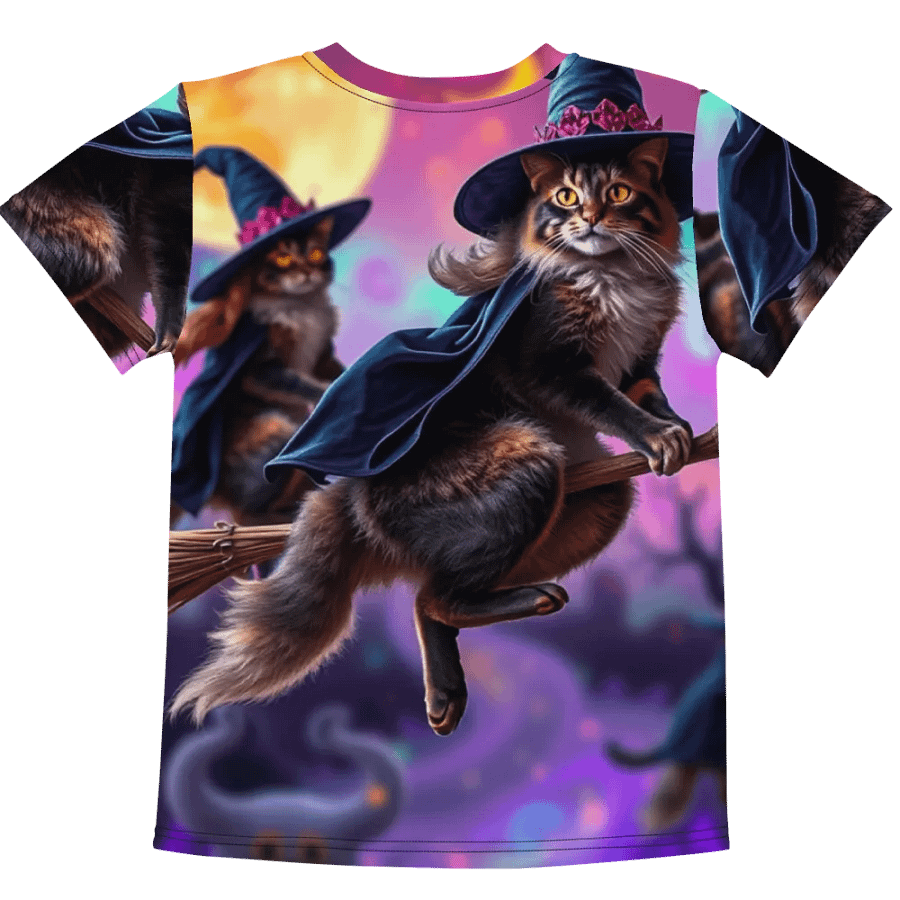Cat Broom Crew Kids T Shirt product image (6)