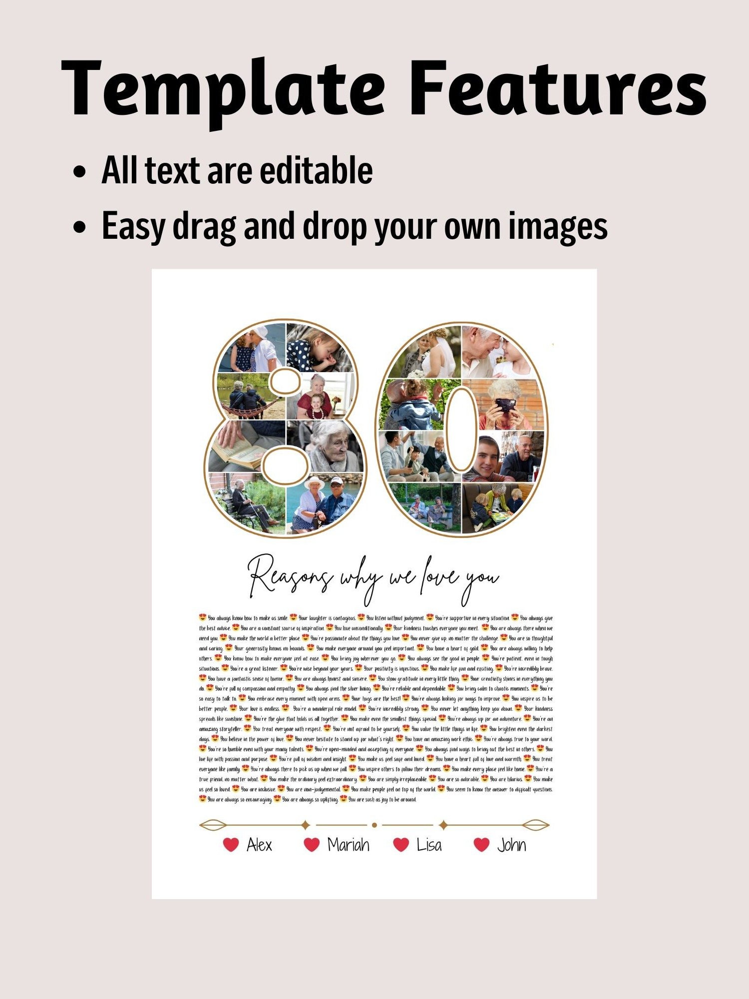 80 Reasons Why We Love You Canva Template product image (5)