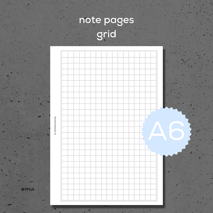 grid note pages - A6 - various grid sizes - 3.8/4/4.5/5 mm product image (1)