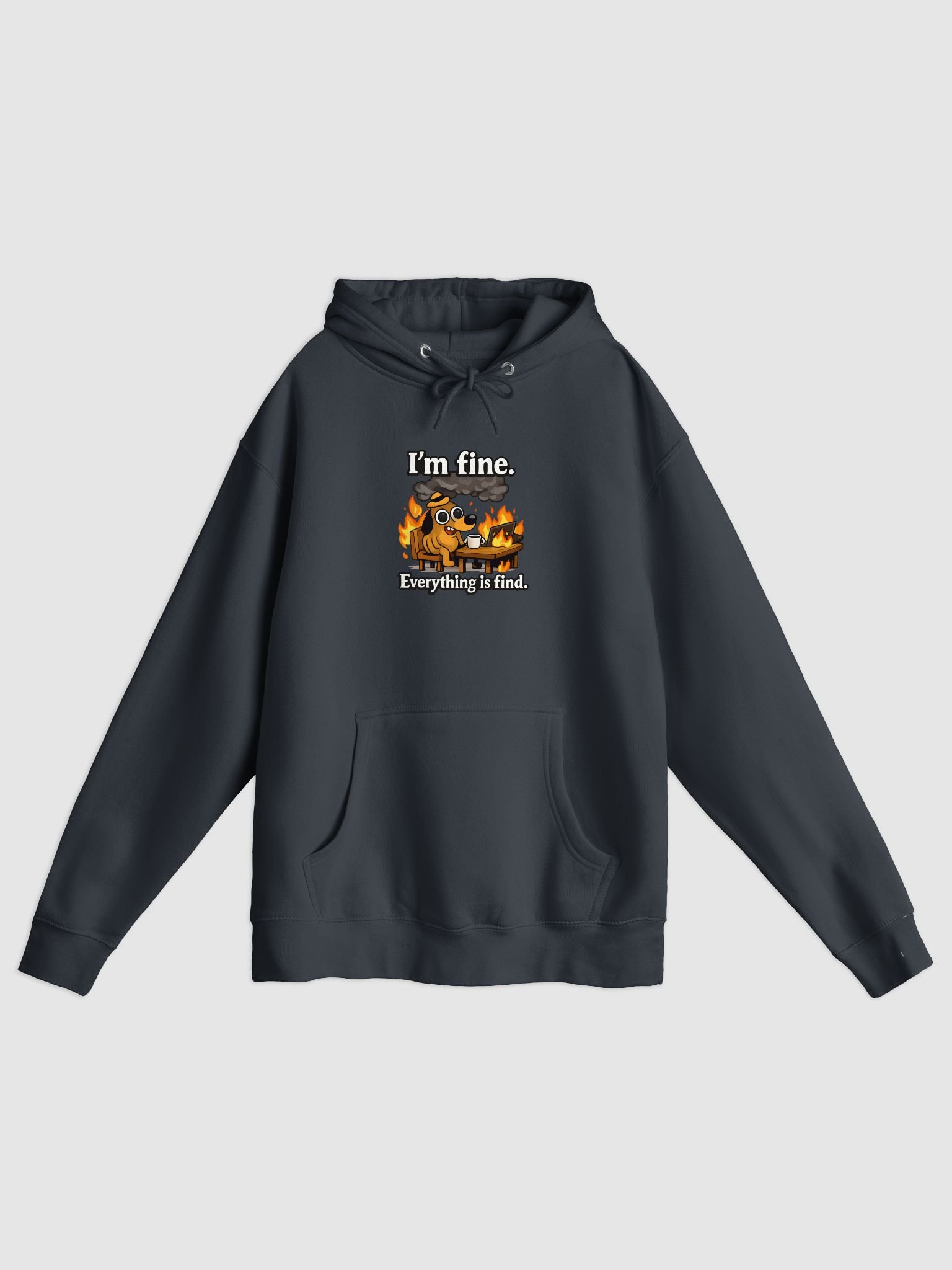 "I'm Fine" Burning Cat Hoodie – Everything is Fine (Funny Anxiety Meme Sweatshirt) product image (1)