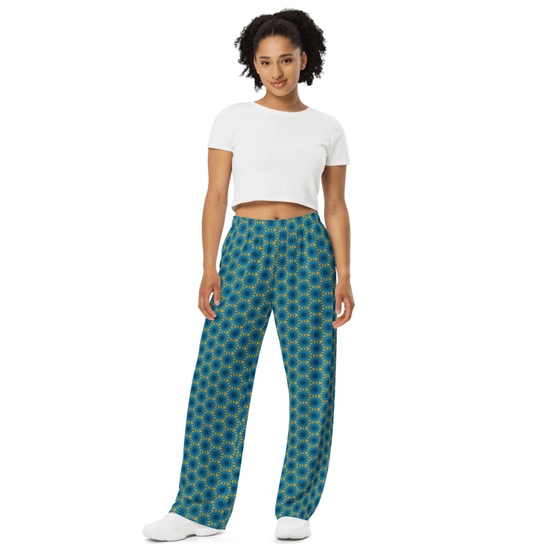 Blue Sea Urchins Dancing in a Sunny Day Wide-Leg Pants