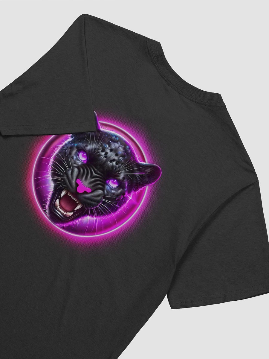 Pink Glow Magenta Black jaguar Badge Design (Unisex Black T-Shirt) product image (4)