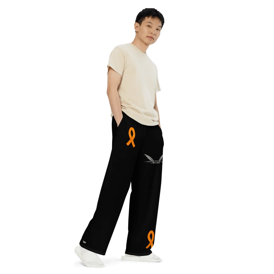 White HApex Gear White Logo Cancer Awareness Orange Ribbon. Black Unisex Wide-Leg Pants product image (7)