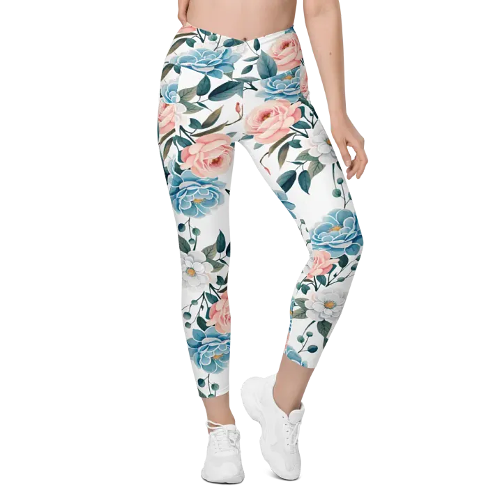 Floral Fusion Crossover Leggings with Pockets product image (1)