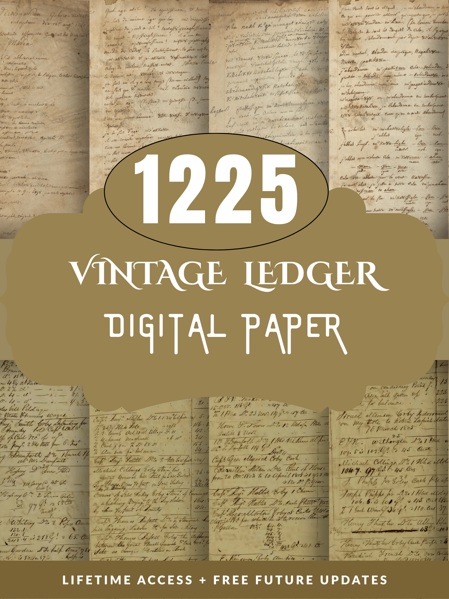 Vintage Ledger Pages printable antique junk journal paper digital collage sheet product image (1)