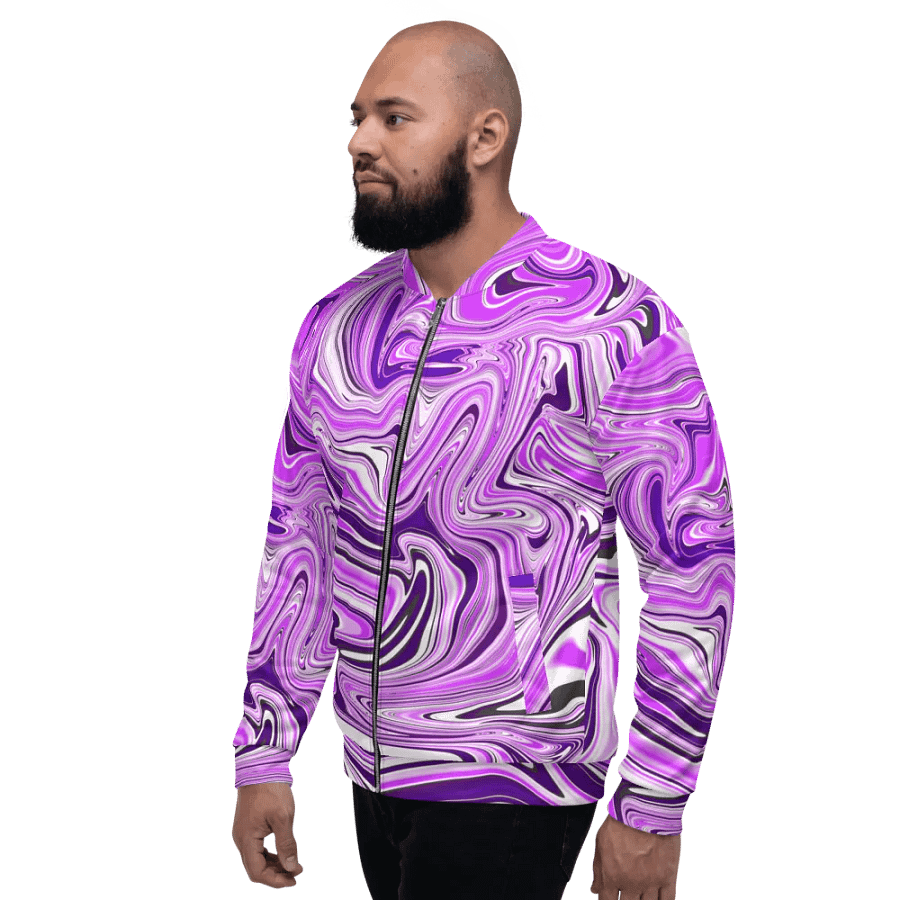 Unisex Bomber Jacket - Purple Digital Fluid Art product image (2)
