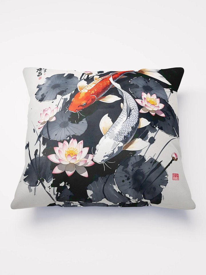 All-Over Print Pillow - Koi fish in the pond among lotus flowers product image (2)