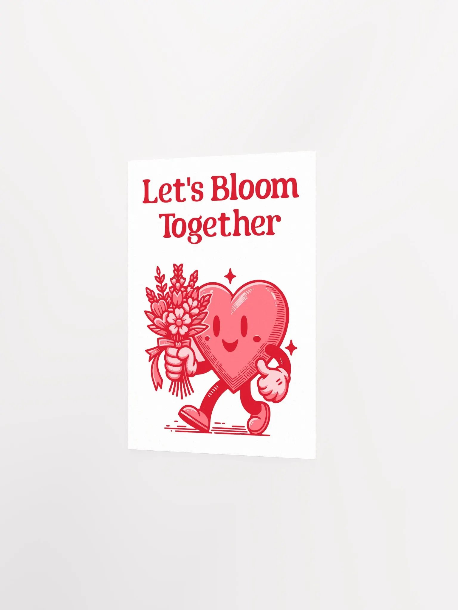 Let's Bloom Together Heart Mascot Retro Art Print product image (12)