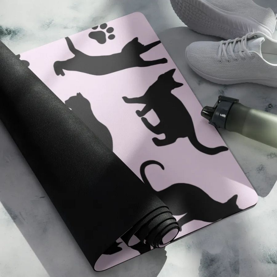 Yoga Mat with Cat Silhouette Design: Non-Slip and Eco-Friendly product image (4)