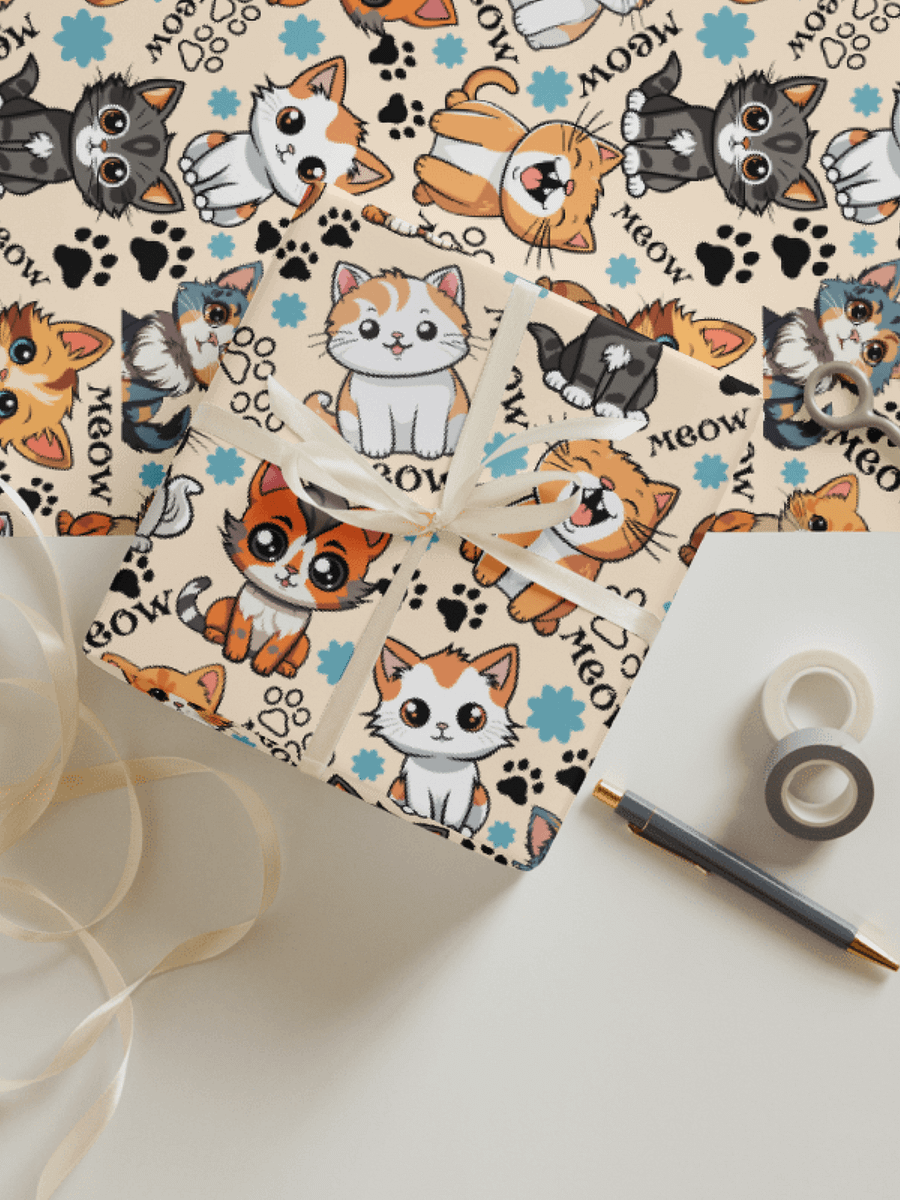 Meow Magic Wrapping Paper - Papaya Whip product image (5)