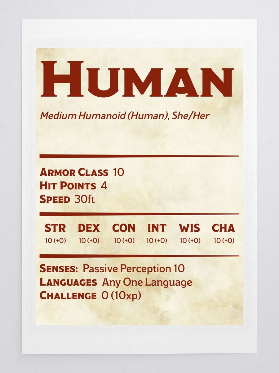 Human Statblock - She/Her product image (3)