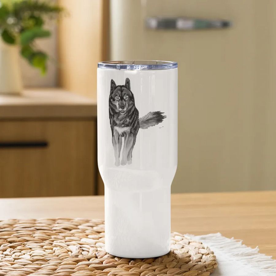 Wolf Drawing Travel Cup product image (9)