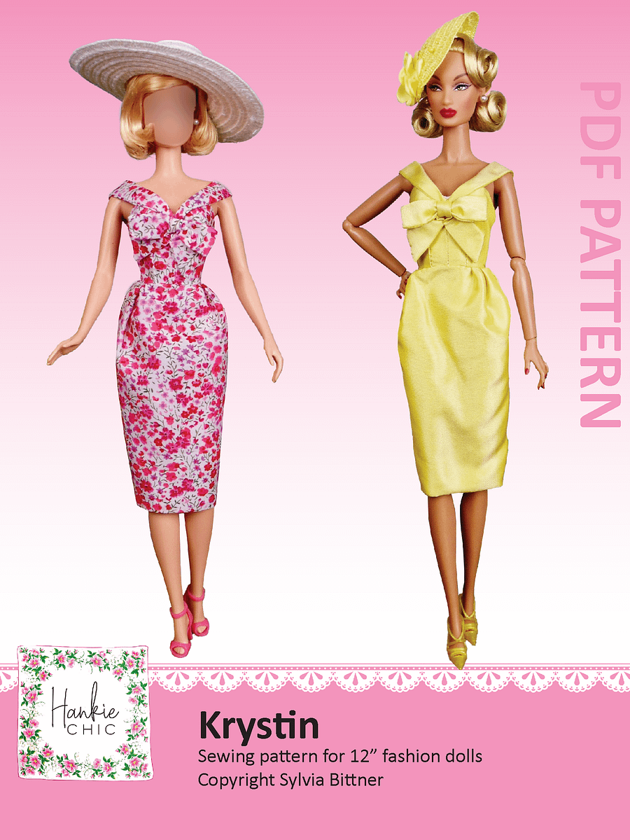 Krystin sewing pattern for 12" fashion dolls product image (1)