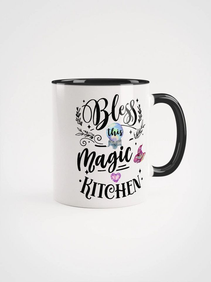 Bless This Magic Kitchen WHITE WITH BLACK HANDLE MUG- Witchy, Kitchen Witch, Magic Kitchen Gift product image (2)