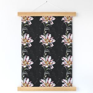Seamless Pattern - Pink and White Flowers in Vertical Stripes on Black and Gray product image (12)