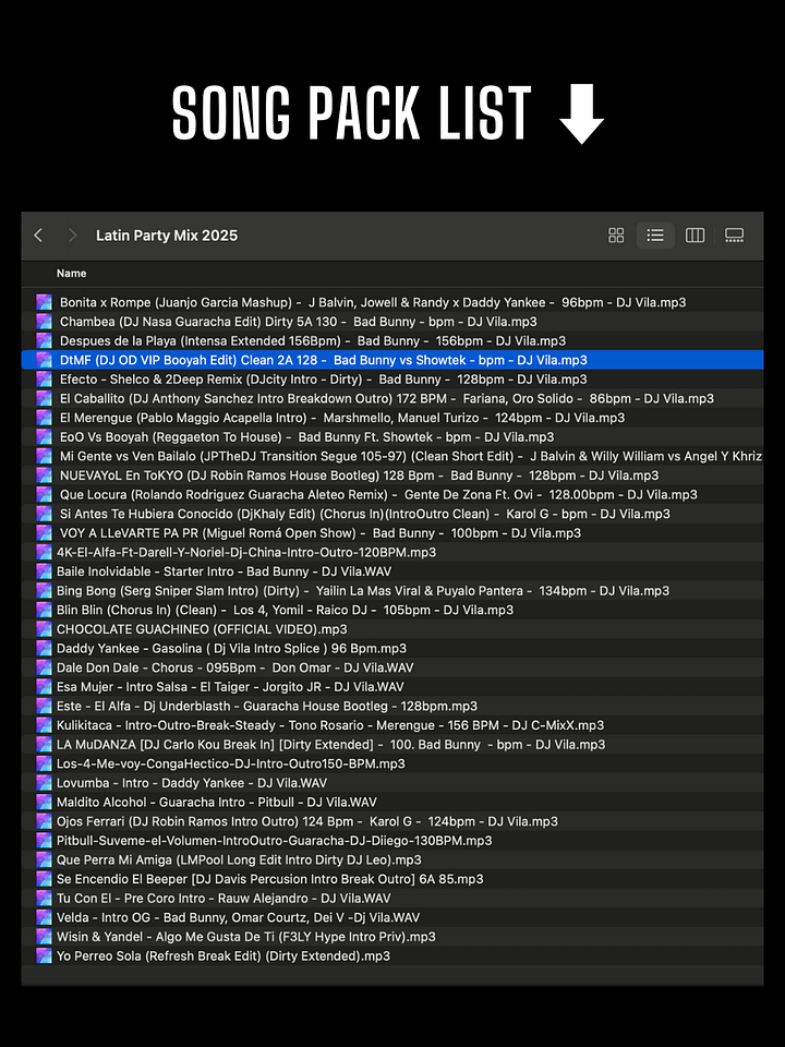 Latin Party Mix 2025 - Song Pack/Paquete de Canciones (35 Songs/Canciones) product image (2)