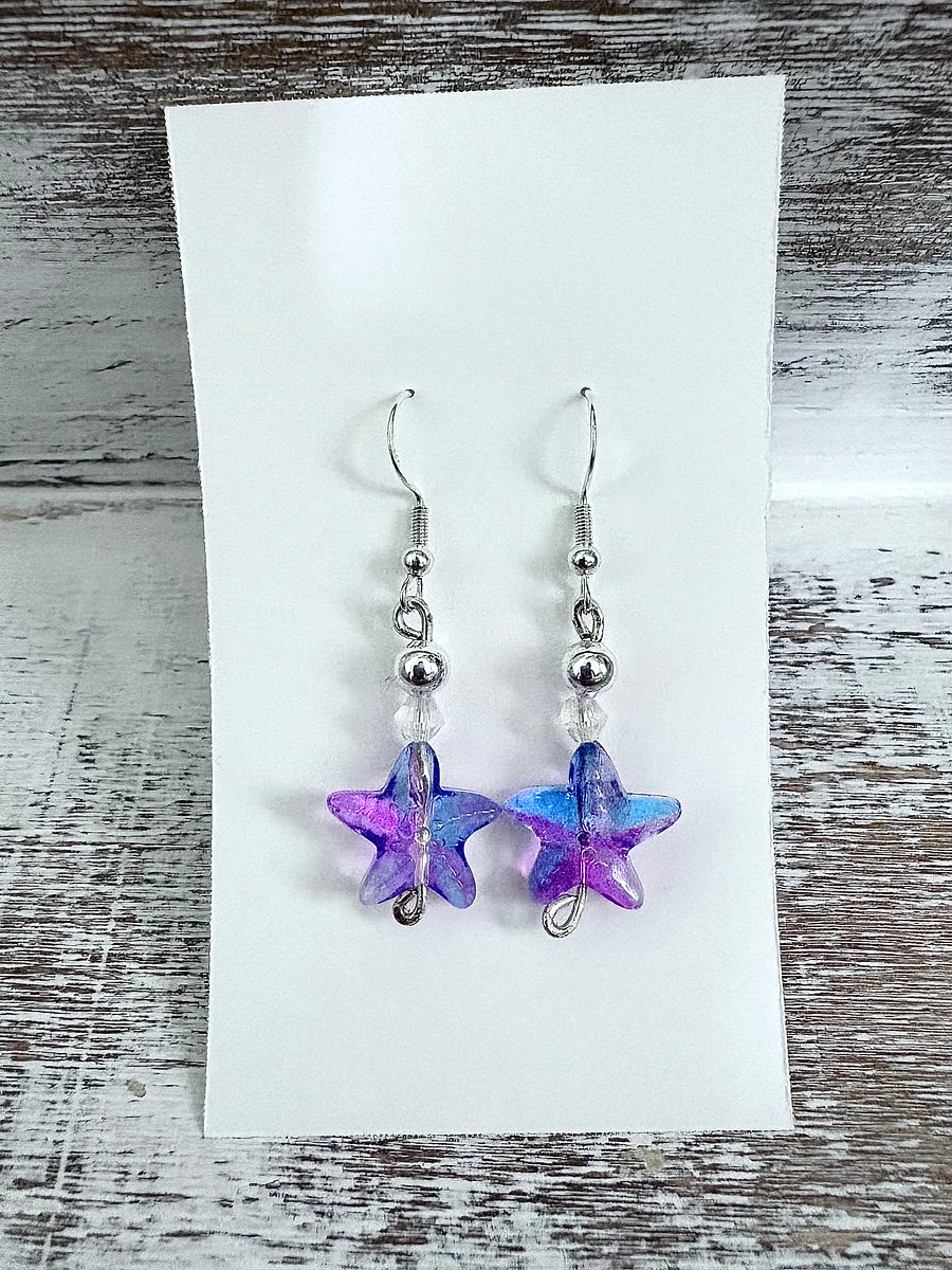 ✨ Sea Sparkle Starfish Earrings – Pink, Purple & Ocean Blue | Handmade Coastal Charm Jewelry by Monique Faella Designs™ | MFD-00122 product image (2)