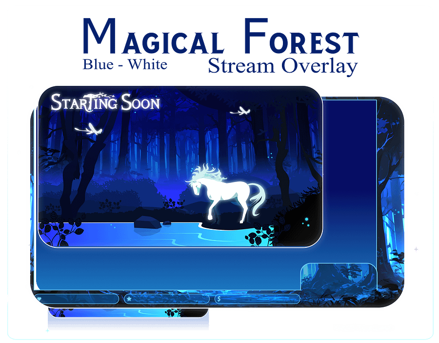 FREE MAGICAL FOREST Stream Overlay Animated Pack, Magical Overlay Animated, Forest Stream Overlay, Horse Stream Overlay Animated, Blue Overlay product image (1)