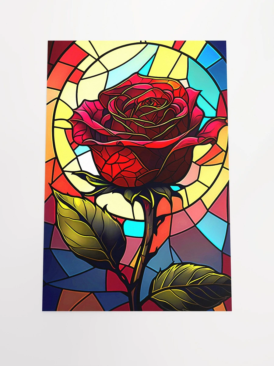 Radiant Crimson Rose Stained Glass Art Poster: A Modern Take on Classic Beauty Matte Poster product image (3)