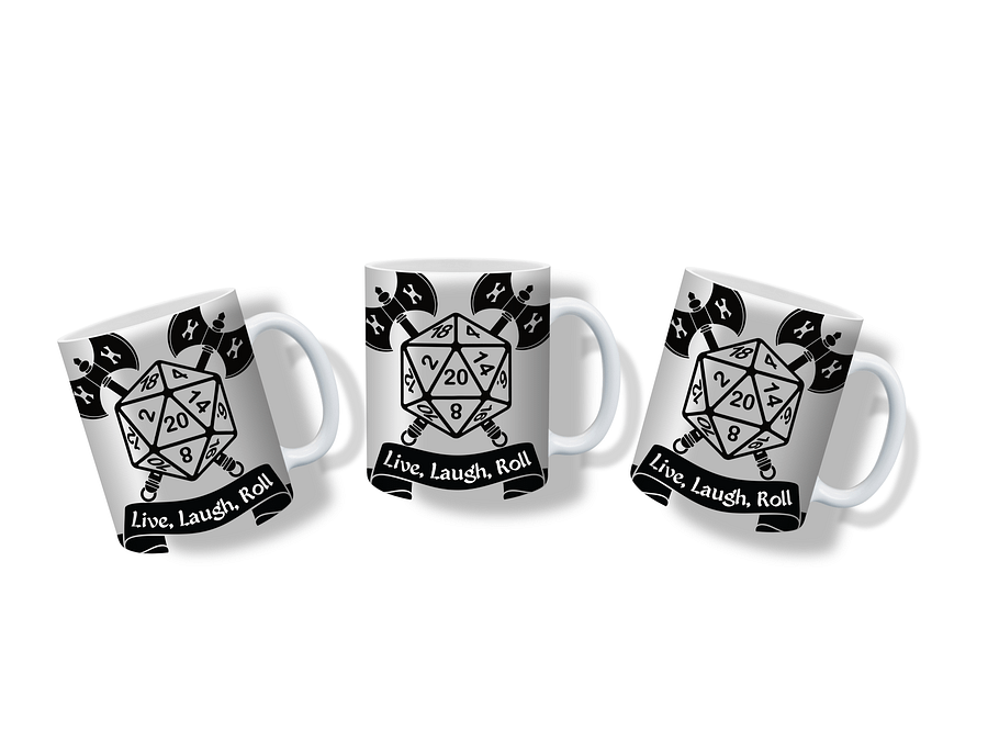 Live, Laugh, Roll 11oz Coffee Mug – D20 Dice Gaming Ceramic Cup – Perfect for Tabletop RPG Players and Dungeon Masters product image (4)