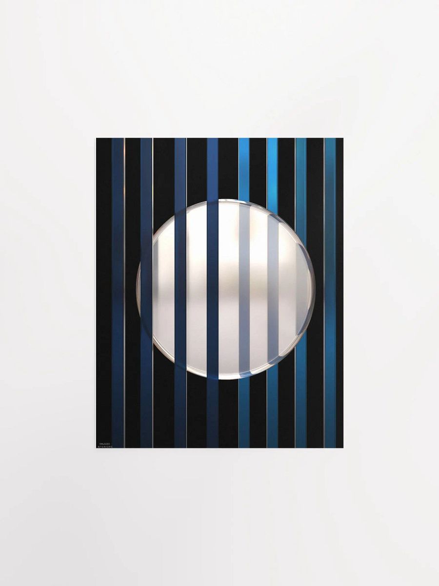 Minimalist 3D Digital Art | Blue Lines White Circle on Black Background product image (3)