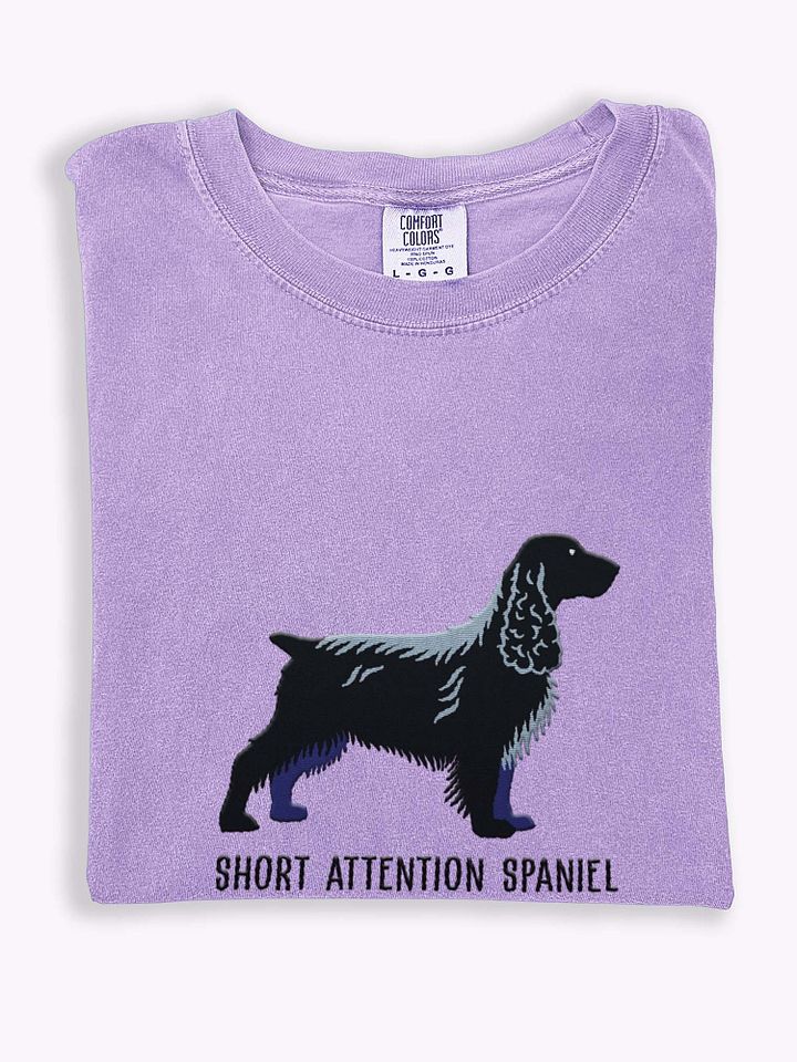 Short Attention Spaniel T-Shirt(Embroidered) of a Field Spaniel(Black) product image (1)