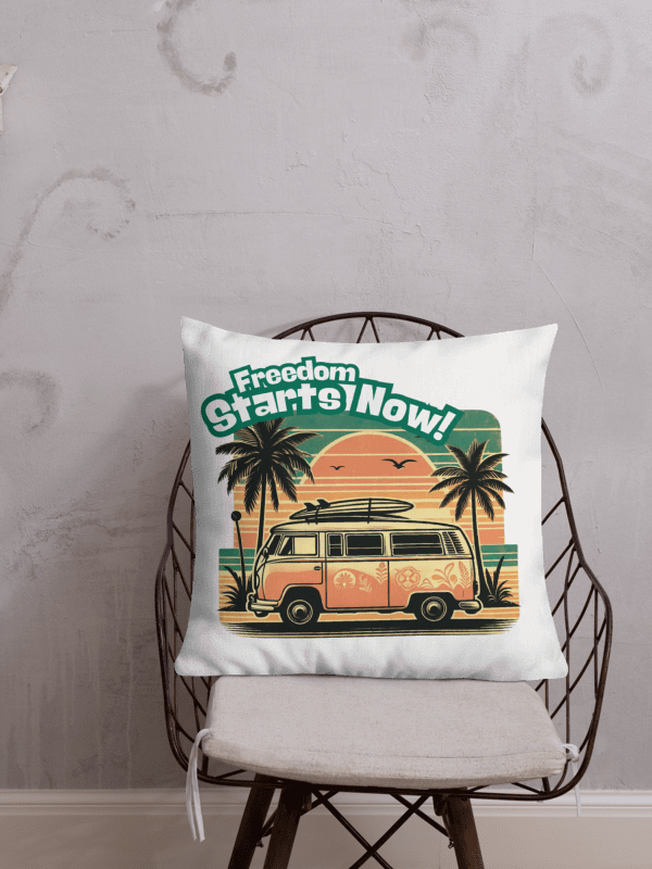 Sunset Surf Van All-Over Premium Pillow | AI Design vintage freedom starts now product image (1)