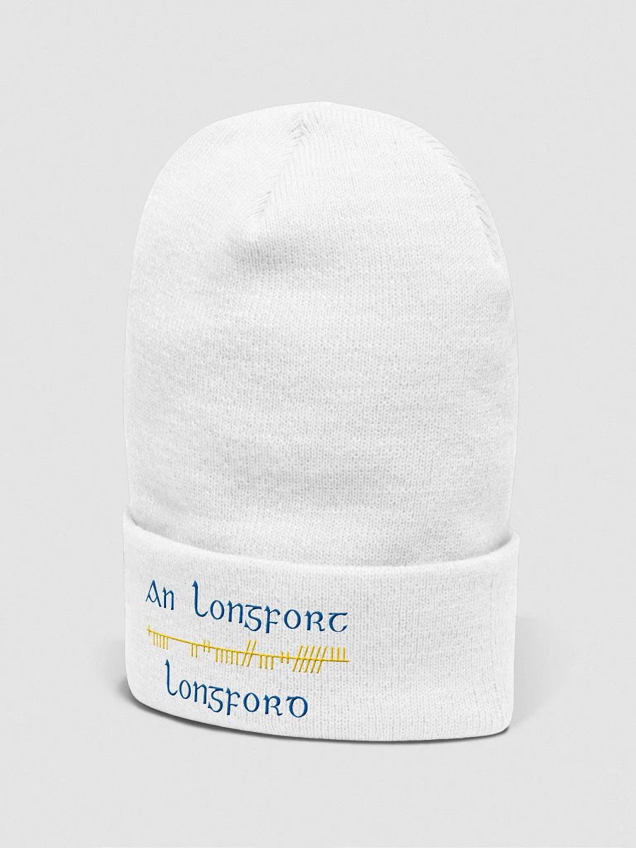 Longford/An Longfort Orthodox style Ogham, blue and gold, embroidered Cuffed Beanie product image (4)