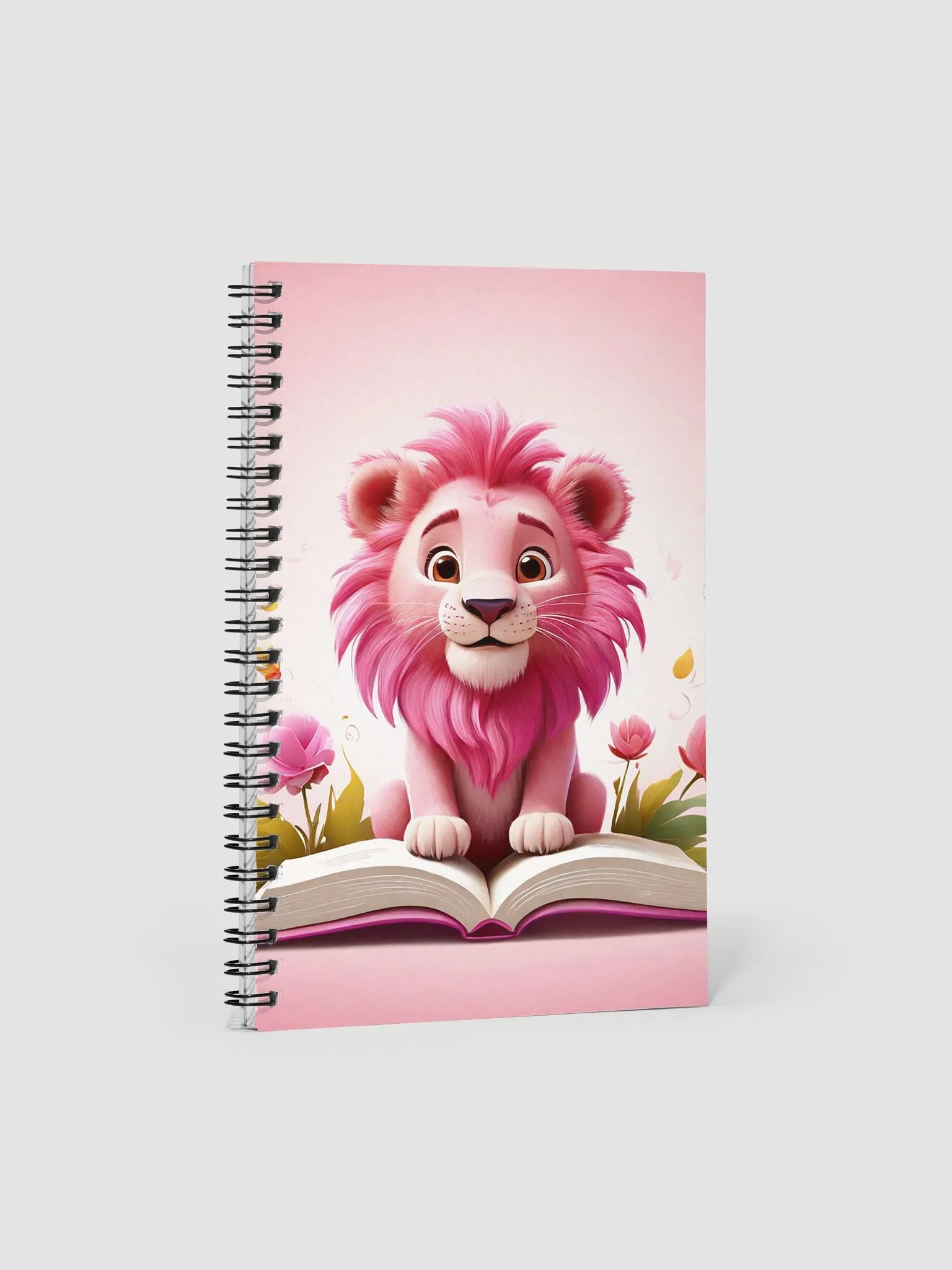 pink lion with flower and book product image (1)
