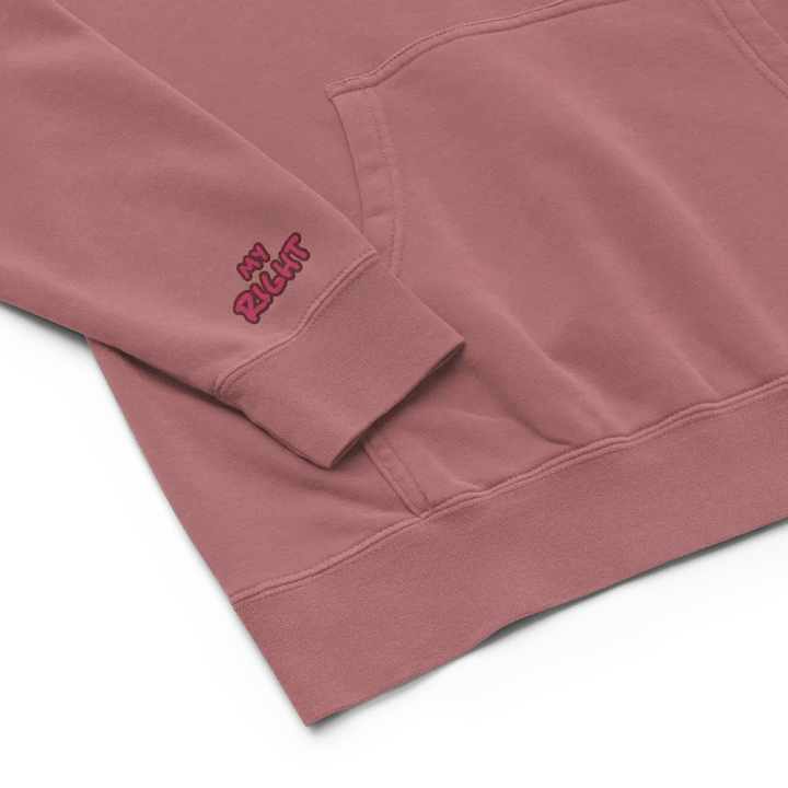 Left and Right embroidered pigment-dyed hoodie (rose design) product image (1)