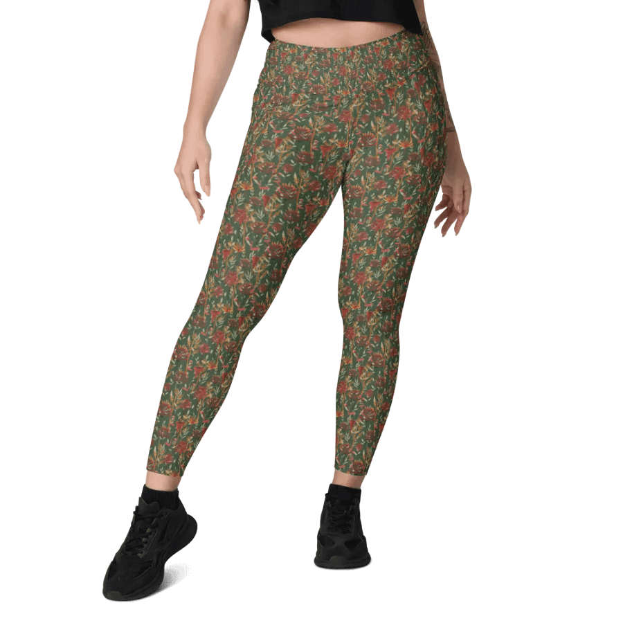 Brown All-Over Print Leggings with Pockets product image (8)
